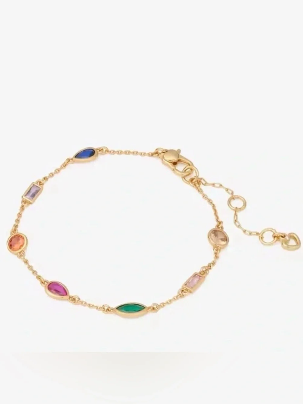 Kate Spade Gold Bracelet with Blue, Green, Pink and Champagne Stones